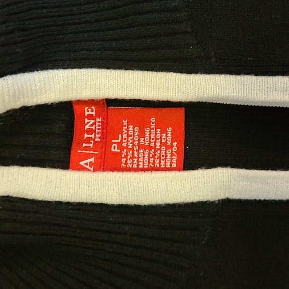 A|Line Black with White Stripe Long-Sleeve Zip-Up Collared Cardigan Sweater - PL - Picture 5 of 11